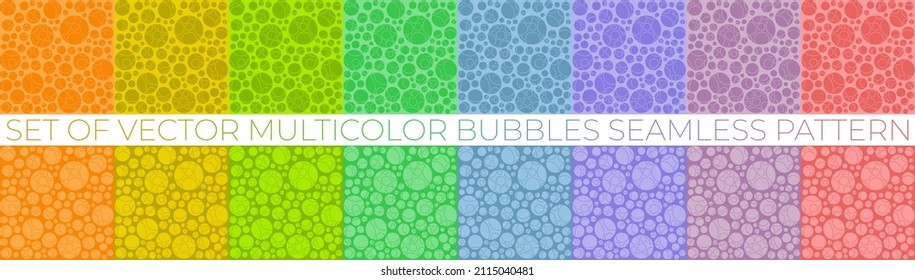 Set of vector multicolor bubbles seamless pattern
