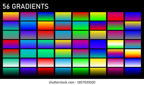 Set of vector multicolor gradients. Collection of smooth vibrant pastel color backgrounds for devices, pc and modern smartphone screen, advertising banner.