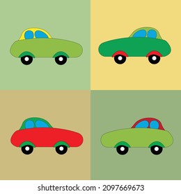 Set of vector  multicolored  cars on an isolated background. cute little toy, design for children