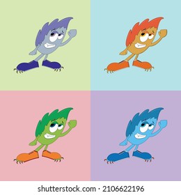 Set of vector  multicolored  cute monsters on an isolated background. cute little  scary baby heroes , design for children
