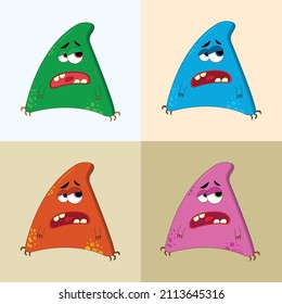 Set of vector  multicolored  cute monsters on an isolated background. cute little  scary baby heroes , design for children