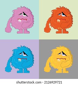 Set of vector  multicolored  cute monsters on an isolated background. cute little  scary baby heroes , design for children