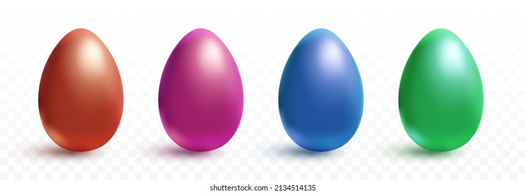 Set of vector multi-colored eggs PNG. Realistic eggs on an isolated transparent background. Easter, holiday.