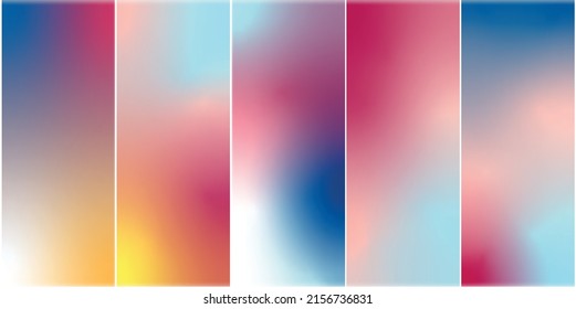 Set of vector, multicolored, festive, bright, trendy, iridescent, stylish, fresh, summer, spring gradients. Collection of modern colors 2022, 2023. Isolated palette. Stretching color. Rainbow gradient
