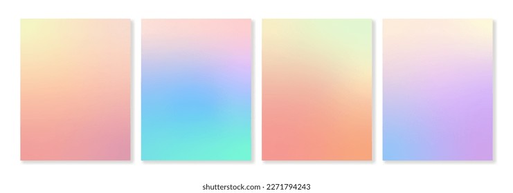 Conjunto de fondos de gradiente multicolor vectorial con transiciones suaves. Para portadas, fondos de pantalla, marca, superposiciones, medios sociales y otros proyectos. Para web e impresión.