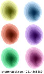 Set of vector multicolored gradient circles, layered texture. Abstract background