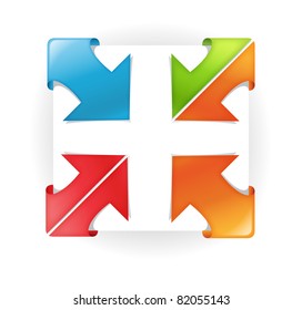 set of vector multicolored ribbons with arrow. EPS 10.