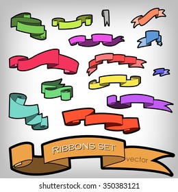 Set of vector Multicolored Ribbons, Banners for your own text or design. EPS