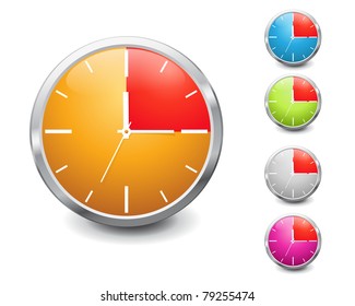 set of vector multicolored shiny 15 minutes timer. EPS 10.