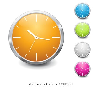 set of vector multicolored shiny clock icon design