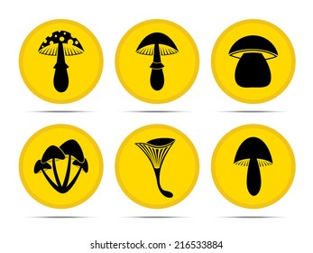 Set vector mushroom  icons  on a white background.