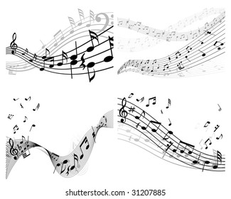 Set of vector musical notes background for design use