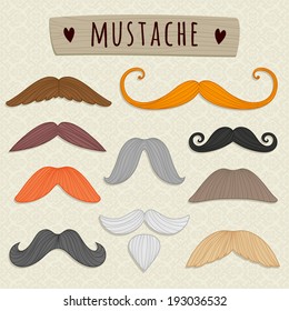 Set of vector mustache.