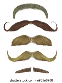 set vector mustache different colors.
