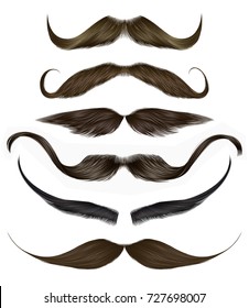 set vector mustache different colors.