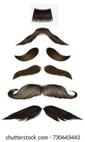 set vector mustache different colors.