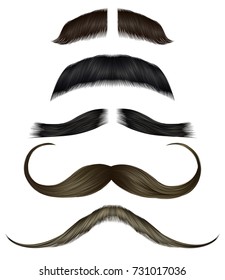 Set Vector Mustache Different Colors.