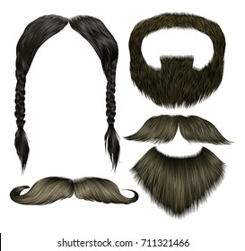 set vector mustache different colors.beard