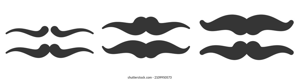 Satz von Vektorgrafik-Stöckchen-Symbolen. Schwarze Silhouetten von Hipster Mustaches. Mustaches zum Feiern.