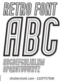 Set of vector narrow retro old upper case alphabet English alphabet letters, for use as retro poster design elements.