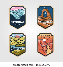 Set of vector national park outdoor adventure vintage logo emblem illustration designs