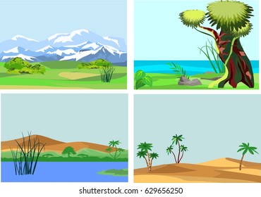 Set of vector nature landscapes.