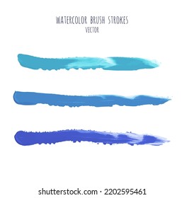 Set of vector navy, turquoise blue watercolor hand painted texture backgrounds isolated on white. Abstract collection of fluid ink, acrylic pours, dry brush strokes, stains, spots, blots, elements.