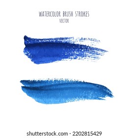 Set of vector navy, turquoise blue watercolor hand painted texture backgrounds isolated on white. Abstract collection of fluid ink, acrylic pours, dry brush strokes, stains, spots, blots, elements.