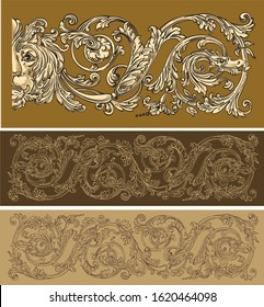 Set of vector neatly drawn baroque elements