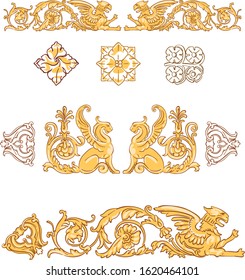 Set of vector neatly drawn baroque elements