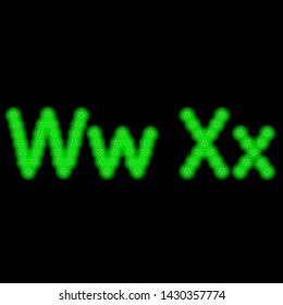 set of vector neon beautiful letters isolated objects