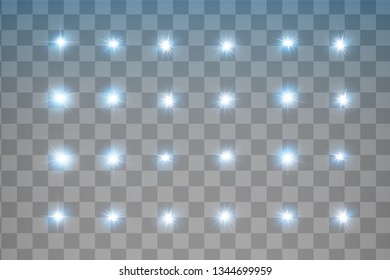 Set of Vector Neon Light Effects. Blue glowing light explodes on a transparent background.Bright Star. Special line flare light effects for design and decor