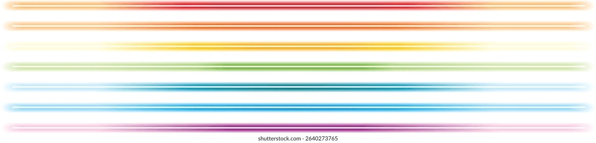 set of vector neon lines, abstract colorful rainbow underlines collection	