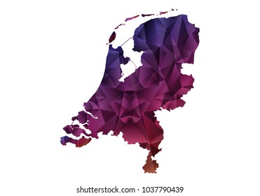 Set of vector Netherlands maps. Bright gradient map of country in low poly style. Multicolored country map in geometric style for your infographics. Vector illustration eps 10.