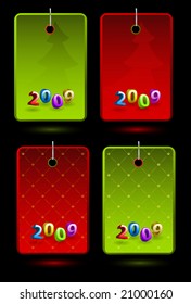 Conjunto de etiquetas coloreadas vectoriales de Año Nuevo