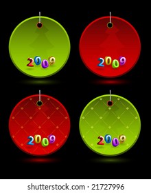 Set of vector New Year colorful round labels