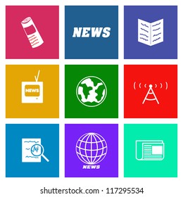 Set Of Vector News Media Icons In Metro Style - See My Other Icon Sets