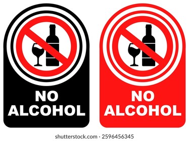 Set vector no alcohol sign symbol labels sticker design illustration
