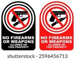 Set vector No firearms or weapons sign symbol labels sticker template design illustration