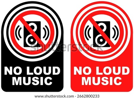 Set vector no loud music sign symbol labels sticker design illustration