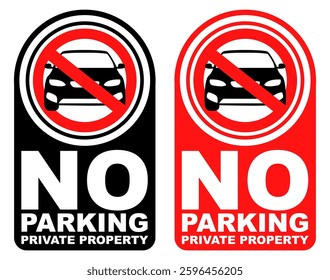 Set vector no parking sign symbol labels sticker design illustration