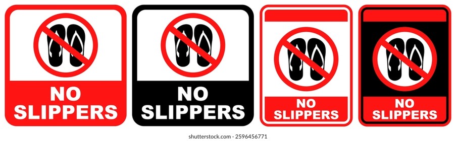 Set vector no slippers sign symbol labels sticker design illustratio