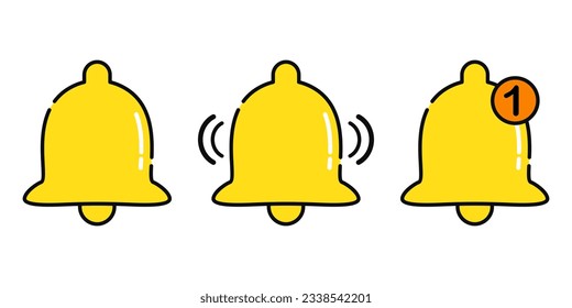 Set of vector notification bell icon cartoon art illustration