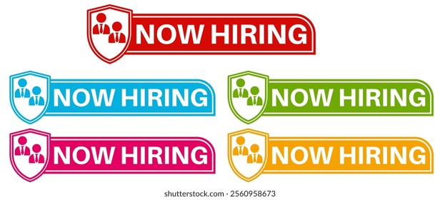 set vector now hiring icon. hire job template banner design vector illustration