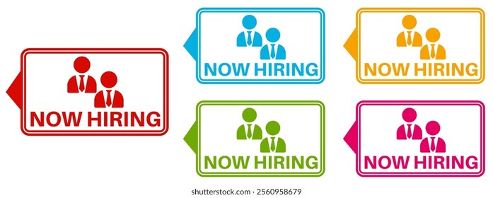 set vector now hiring icon. hire job template banner design vector illustration