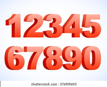  Set Of Vector Numbers, From 1 To 0. Eps 10.