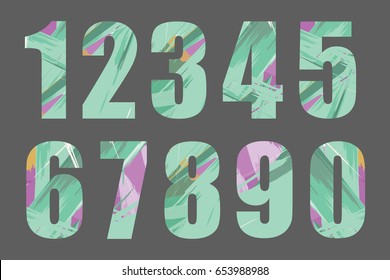 Set of vector numbers, from 1 to 0.
