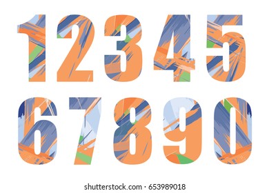 Set of vector numbers, from 1 to 0.