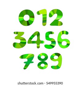 Set of vector numbers green design 0 to 9