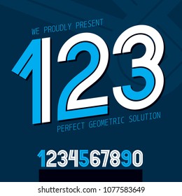 Set of vector numbers made with white lines, can be used for logo creation in public relations business.